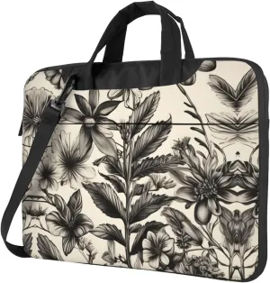 Floral Herbs Botanical Pattern Laptop Bag - Shockproof & Stylish Laptop Handbag For Unique And Safe Laptop Transportation
