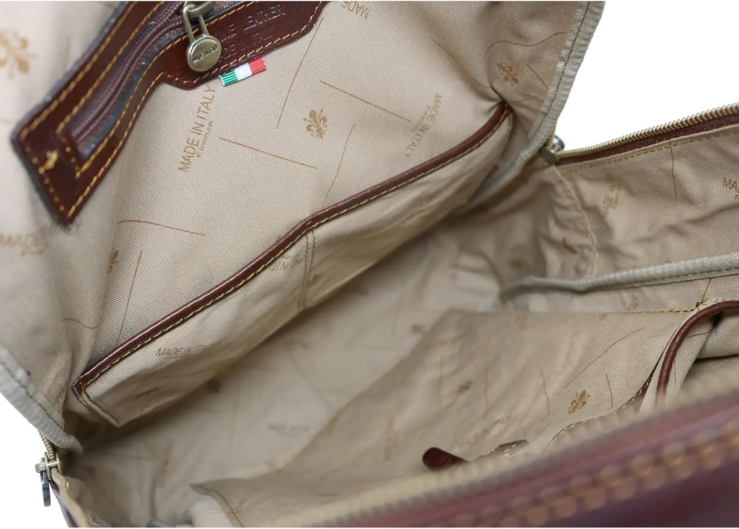 Floto Sabina Leather Backpack Shoulder Bag Knapsack with Laptop Pocket (Vecchio Brown)
