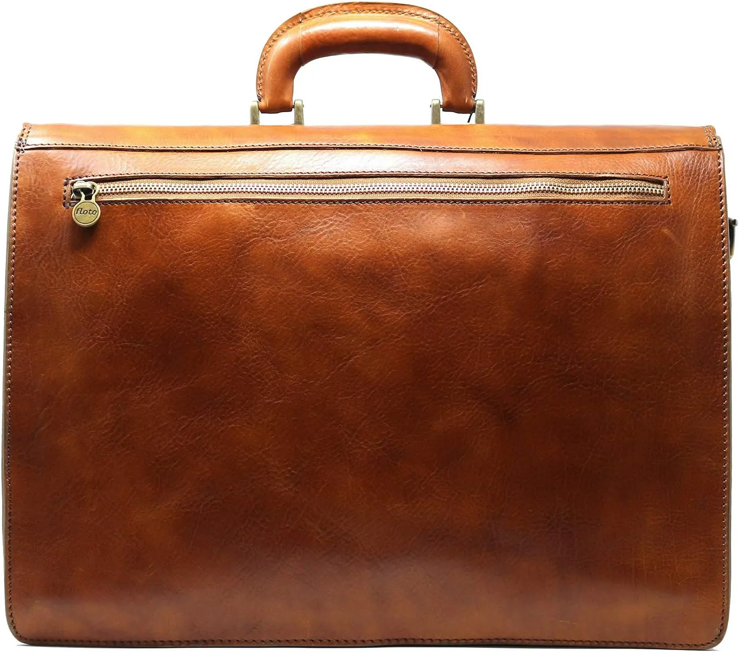 Floto Venezia Leather Briefcase Attache Laptop Bag in Tobacco Brown Men's