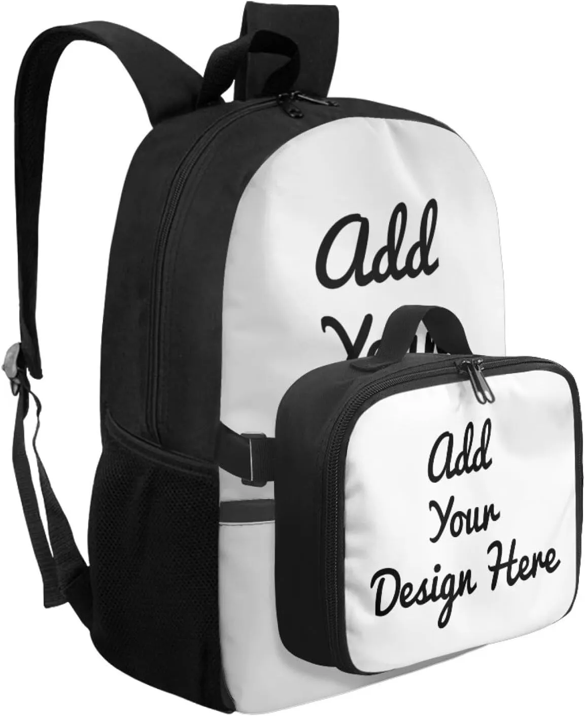 FOR U DESIGNS Kids Bookbag Lunch Box Combo 17 Inch Custom Backpack Personalized with Insulated Lunchbag Adjustable Straps for Elementary Girls Outdoor Picnics Classroom