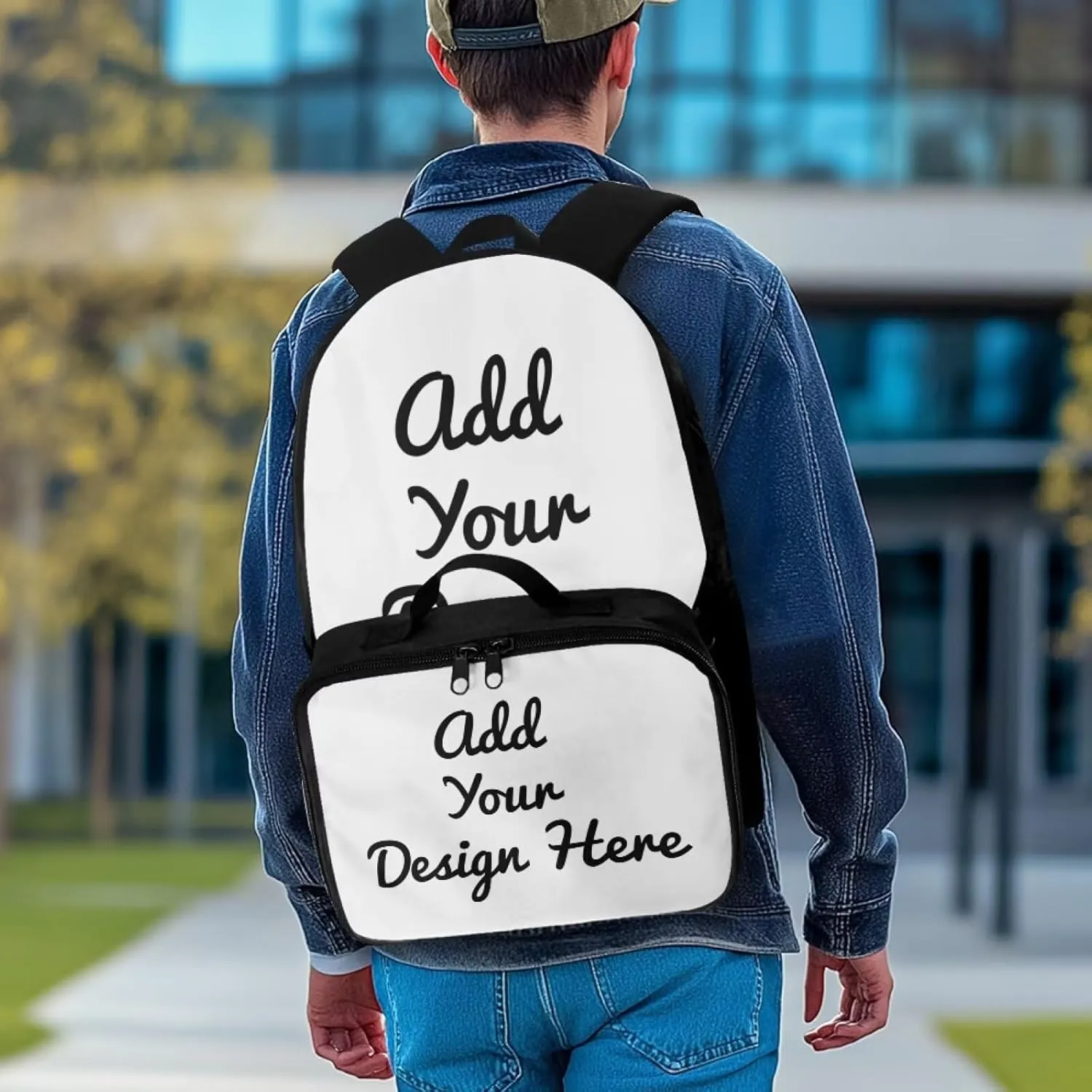 FOR U DESIGNS Kids Bookbag Lunch Box Combo 17 Inch Custom Backpack Personalized with Insulated Lunchbag Adjustable Straps for Elementary Girls Outdoor Picnics Classroom