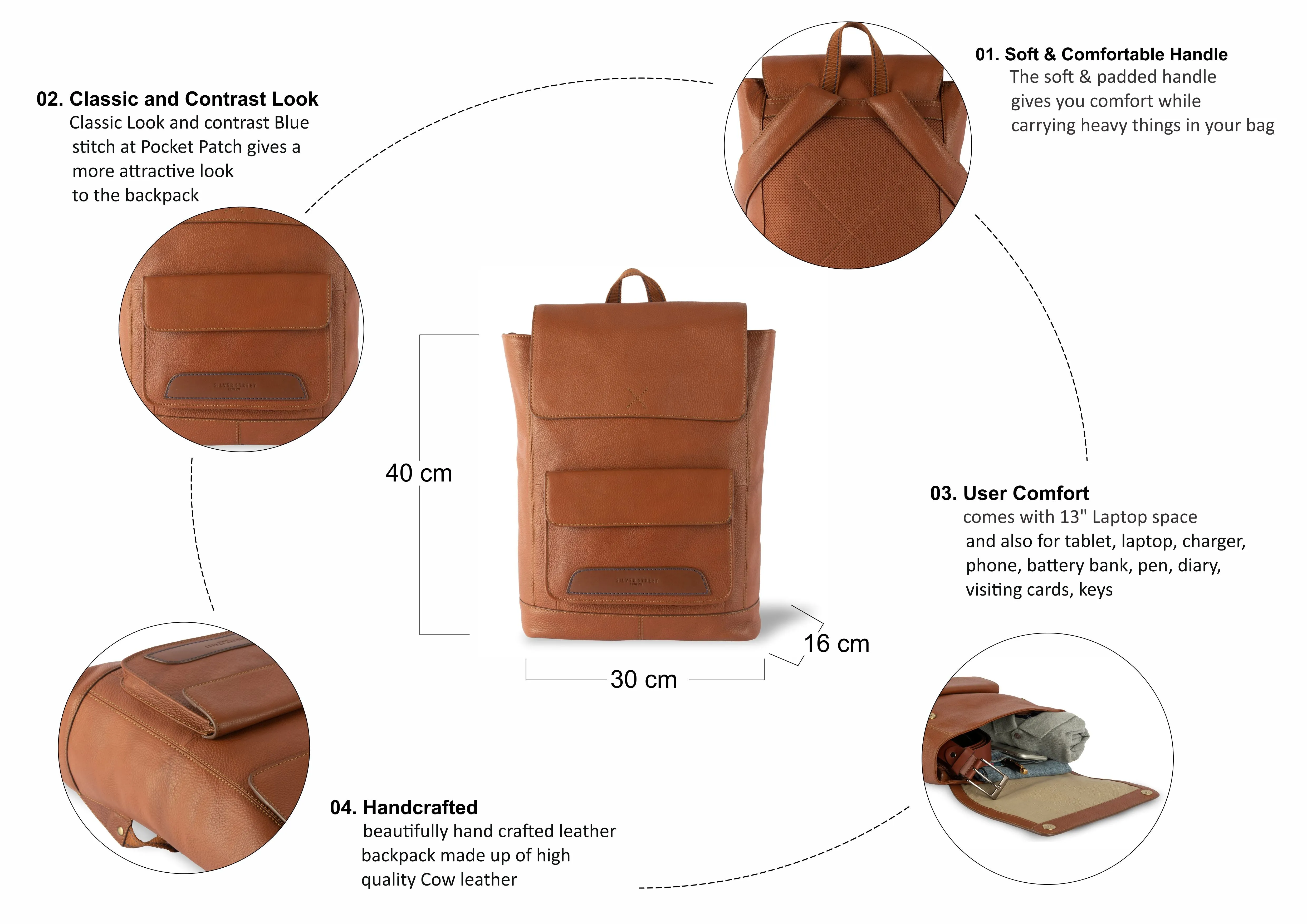 Foster Leather Backpacks - Tan