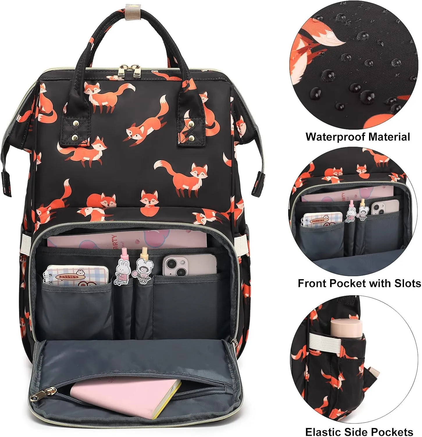 Fox Laptop Backpack for Women, College Bookbag School Backpack Work Business Travel 15.6 Inch Computer Backpacks