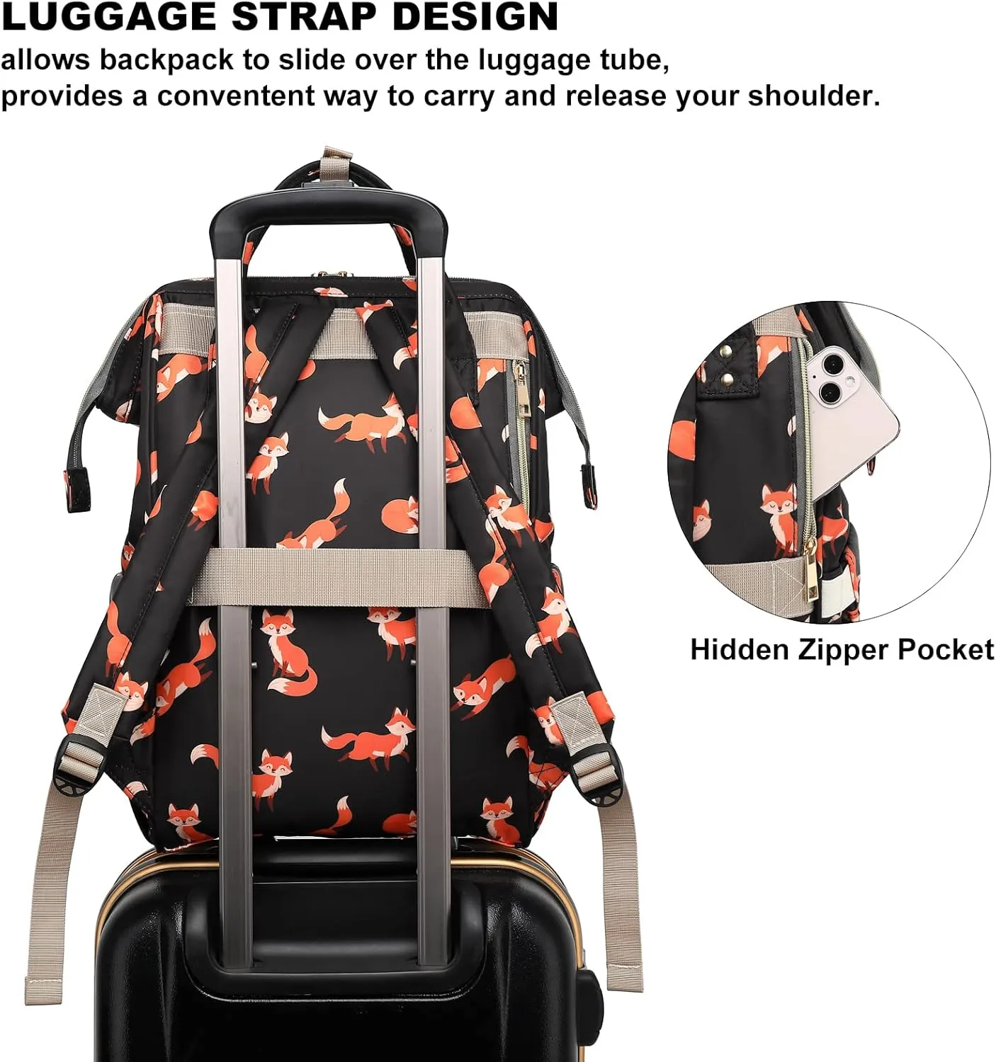 Fox Laptop Backpack for Women, College Bookbag School Backpack Work Business Travel 15.6 Inch Computer Backpacks