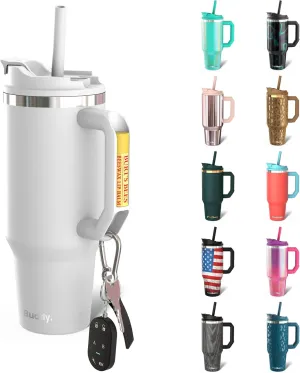 Frost Buddy Thicc Buddy - 40 oz Stainless Steel Vacuum Insulated Tumbler with Lid and Straw for Water - Travel Mug Cupholder Friendly - Gifts for Women Men Him Her (White)