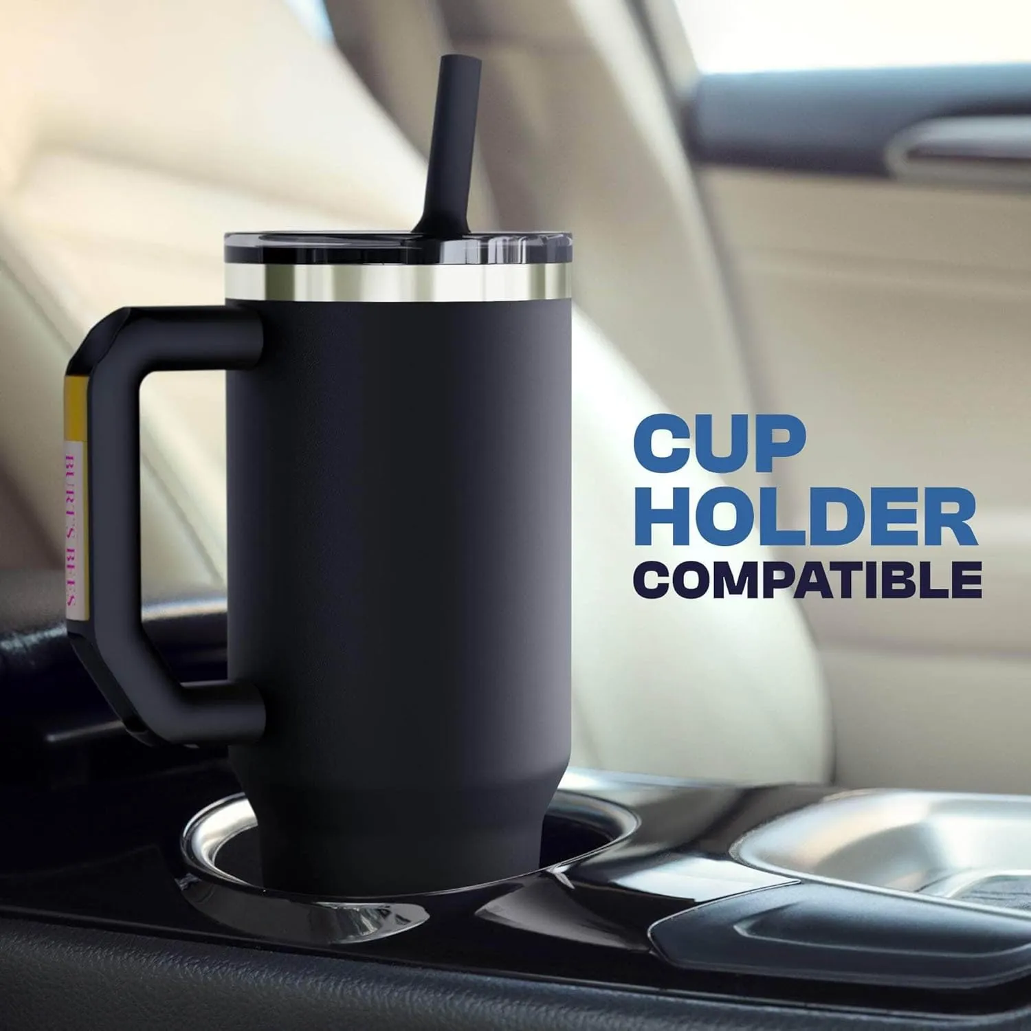 Frost Buddy Thicc Buddy - 40 oz Stainless Steel Vacuum Insulated Tumbler with Lid and Straw for Water - Travel Mug Cupholder Friendly - Gifts for Women Men Him Her (White)