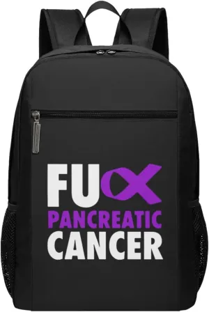 Fuck Pancreatic Cancer Travel Laptop Backpack, Business Anti Theft Slim Sturdy Laptops Backpacks, College Computer Bag Gift for Men & Women Fits 17 Inch Notebook,Black