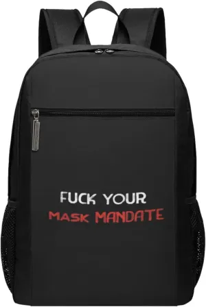 Fuck Your Mask Mandate Travel Laptop Backpack, Business Anti Theft Slim Sturdy Laptops Backpacks, College Computer Bag Gift for Men & Women Fits 17 Inch Notebook,Black