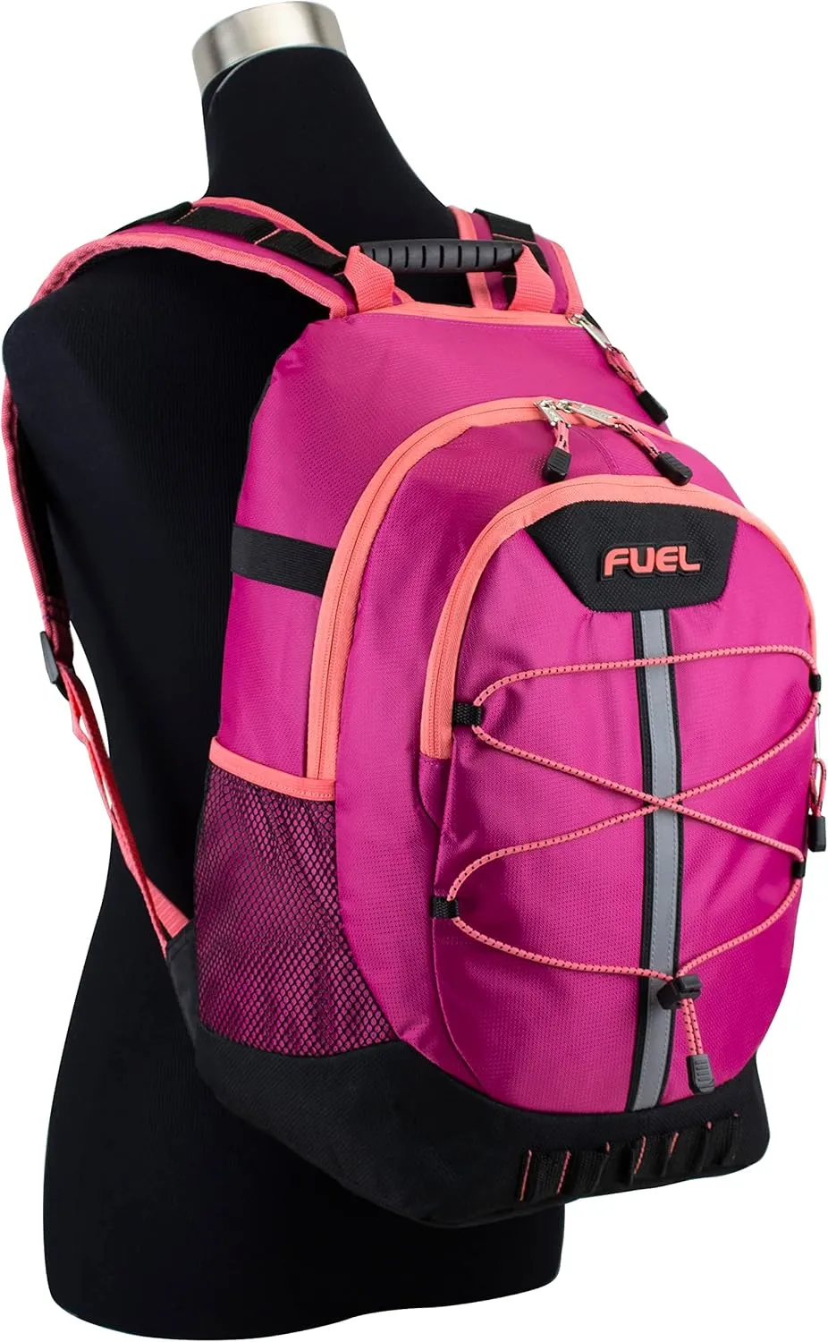 FUEL Hiking Backpack for Women Men Terra Sport, Travel, College, Gym, Work with Laptop Sleeve, Bungee, 18 Inches, Magenta Orchid