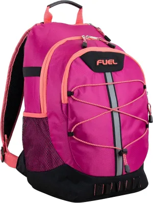 FUEL Hiking Backpack for Women Men Terra Sport, Travel, College, Gym, Work with Laptop Sleeve, Bungee, 18 Inches, Magenta Orchid