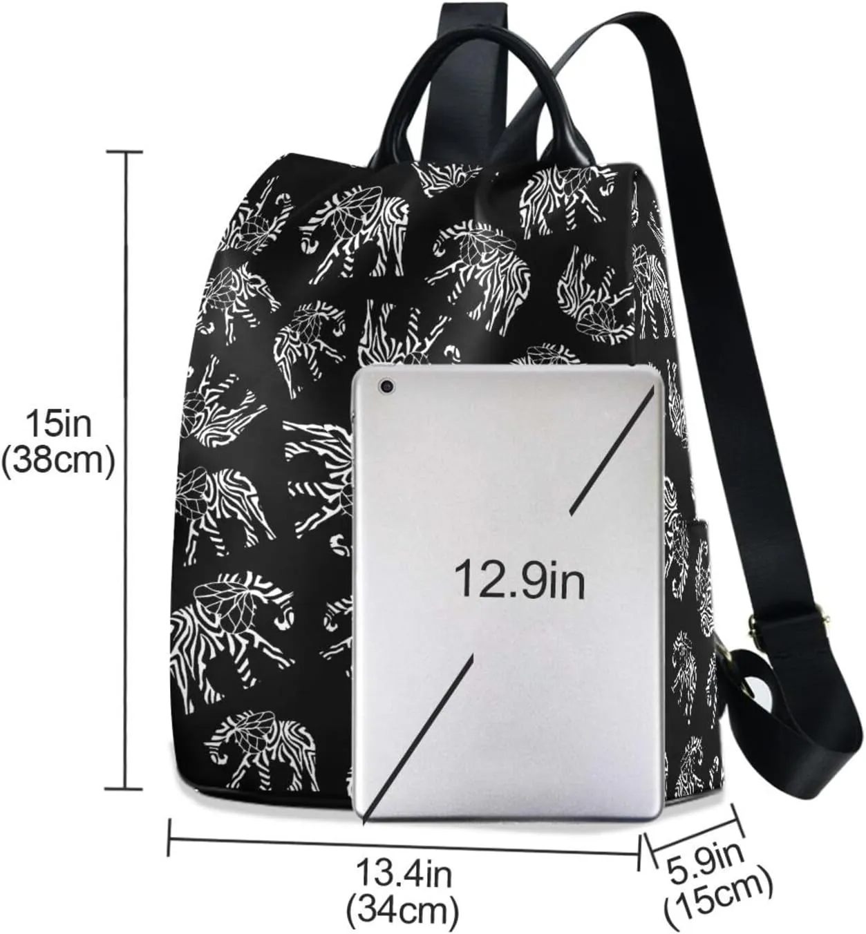 Fustylead Abstract Elephant Symbols Backpack Purse for Women Anti Theft Fashion Back Pack Shoulder Bag