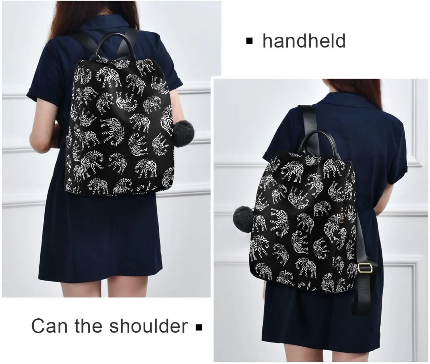 Fustylead Abstract Elephant Symbols Backpack Purse for Women Anti Theft Fashion Back Pack Shoulder Bag