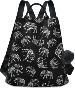 Fustylead Abstract Elephant Symbols Backpack Purse for Women Anti Theft Fashion Back Pack Shoulder Bag