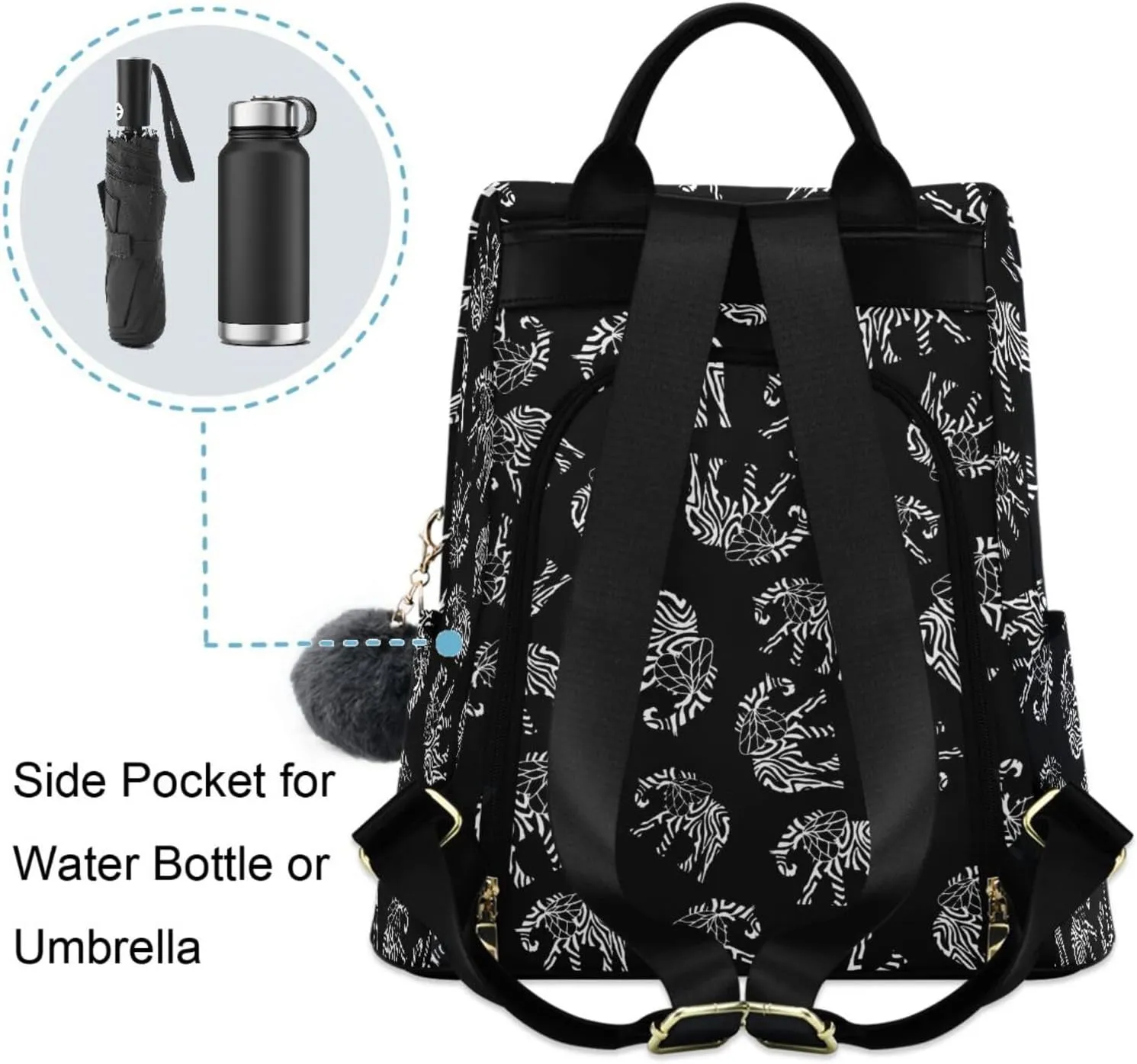 Fustylead Abstract Elephant Symbols Backpack Purse for Women Anti Theft Fashion Back Pack Shoulder Bag