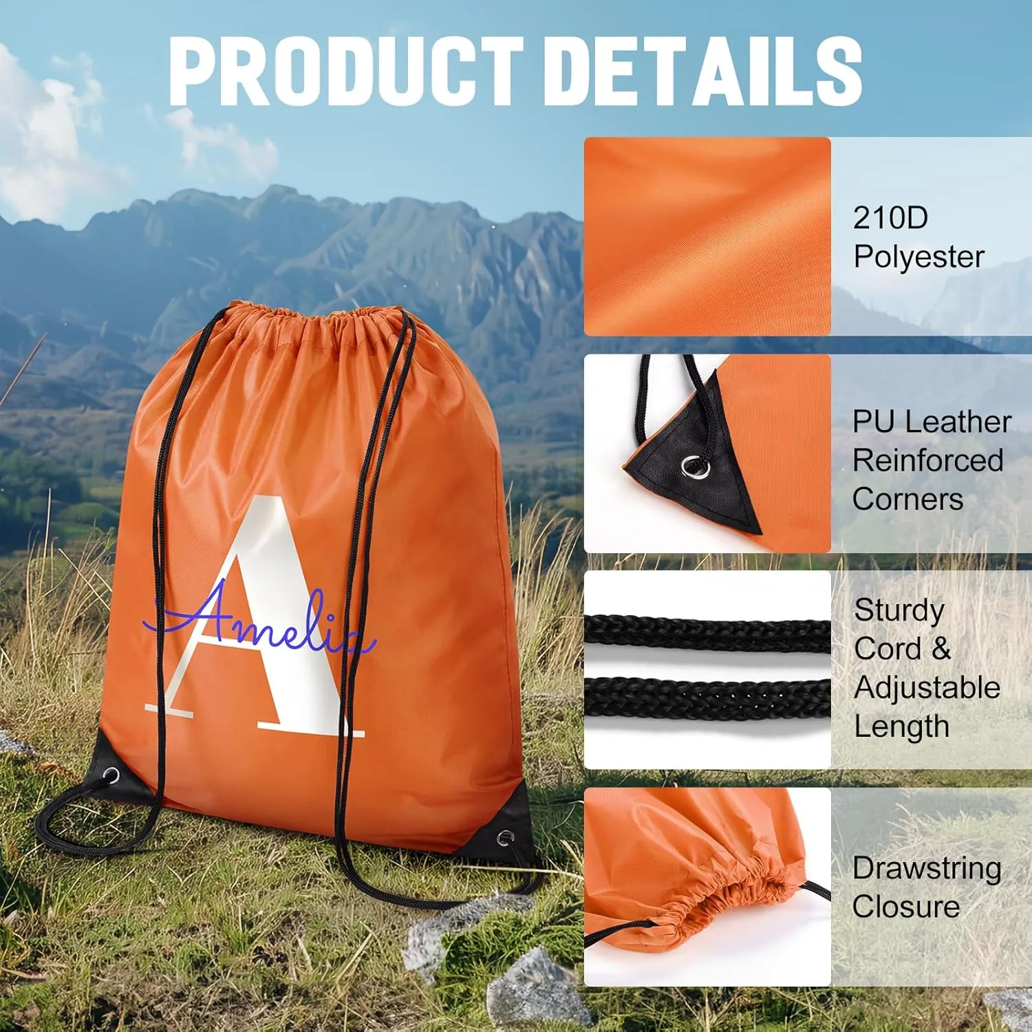 Fyore Custom Drawstring Backpacks, 200 Pack Personalized Drawstring Sports Bags with Your Monograms for Gym Beach Climb Trips Party Events- 13.4x17Inch,12 Colors