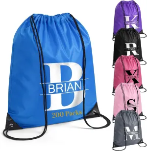 Fyore Custom Drawstring Backpacks, 200 Pack Personalized Drawstring Sports Bags with Your Monograms for Gym Beach Climb Trips Party Events- 13.4x17Inch,12 Colors