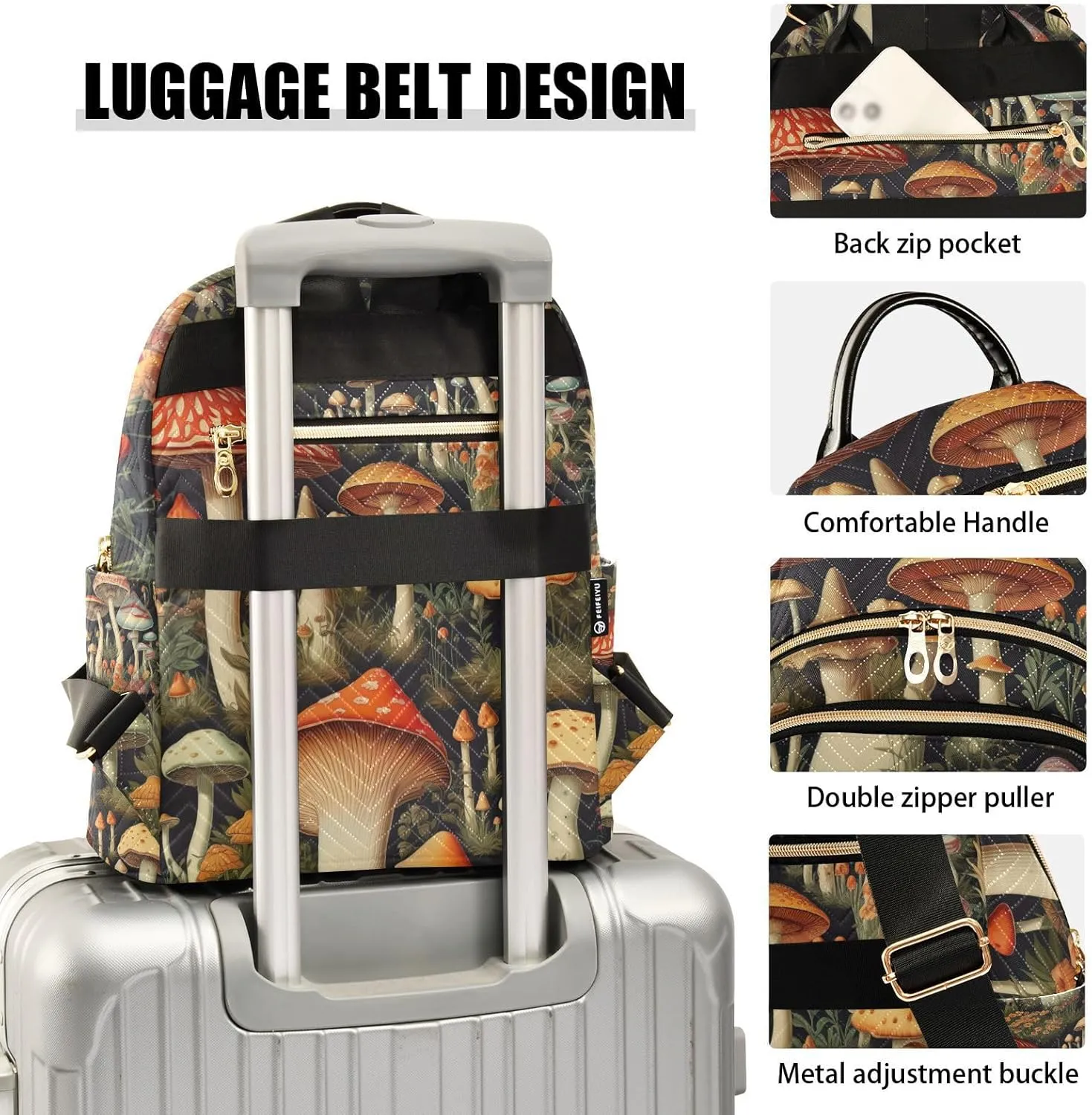 GAIGEO Colorful Forest Mushrooms Fashion Travel Backpack, Fashionable Women Backpack, Women Backpack for Travel, S