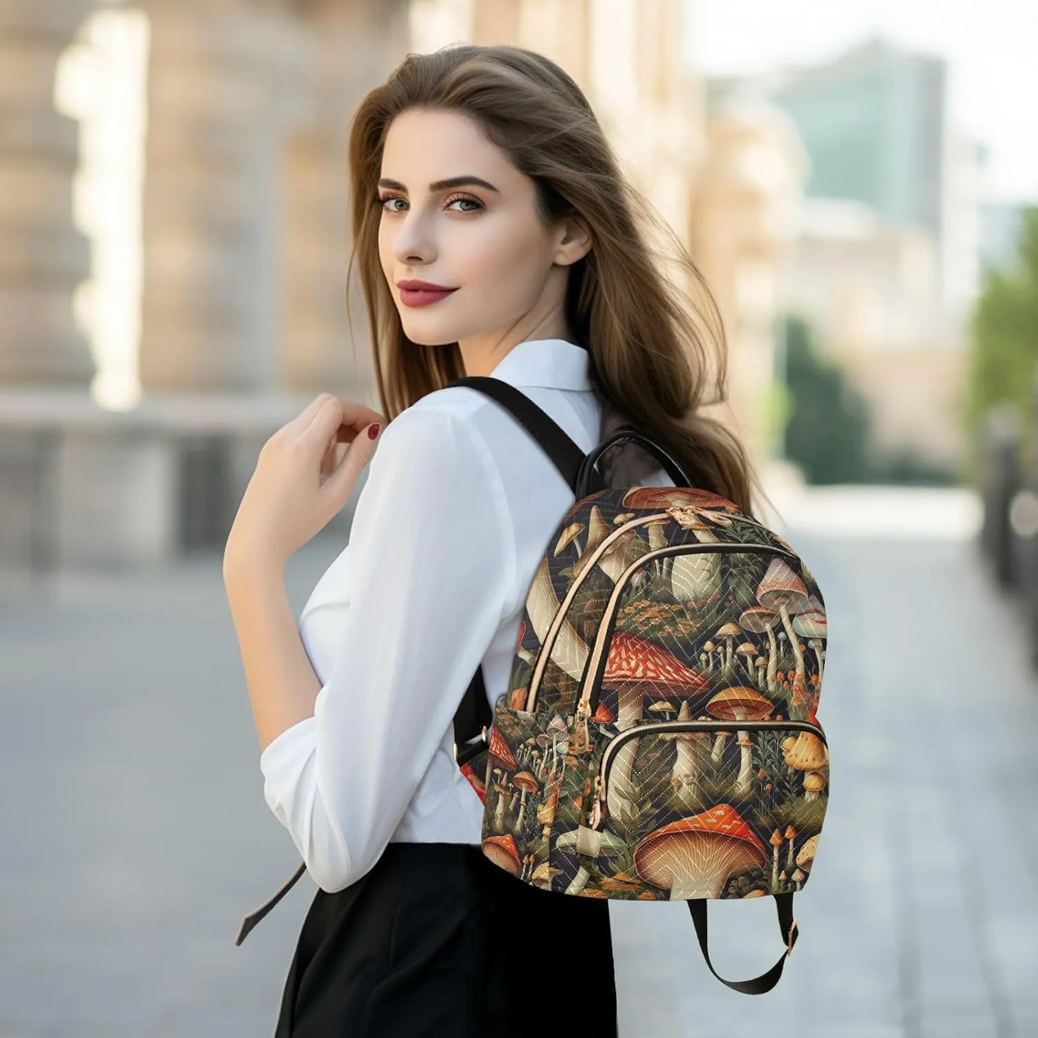 GAIGEO Colorful Forest Mushrooms Fashion Travel Backpack, Fashionable Women Backpack, Women Backpack for Travel, S