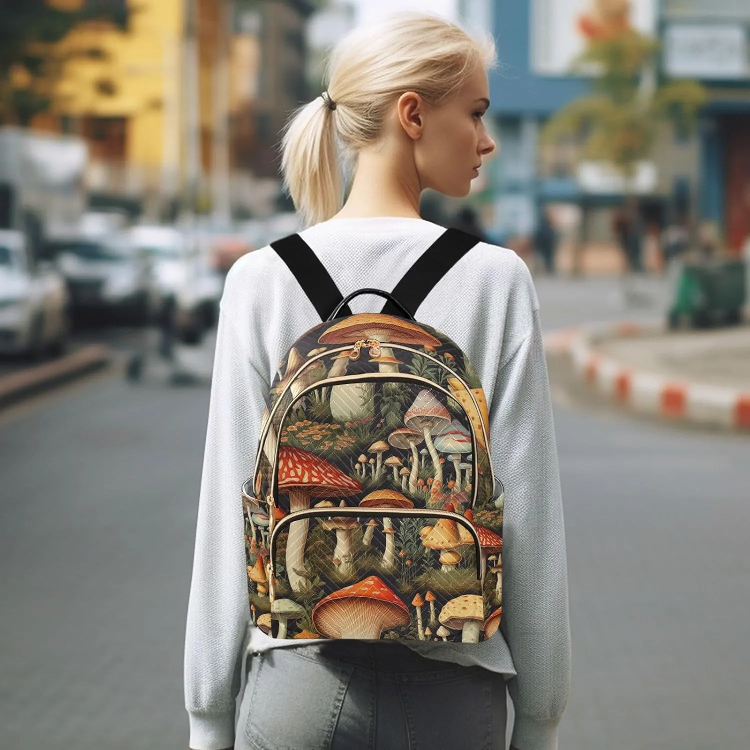 GAIGEO Colorful Forest Mushrooms Fashion Travel Backpack, Fashionable Women Backpack, Women Backpack for Travel, S