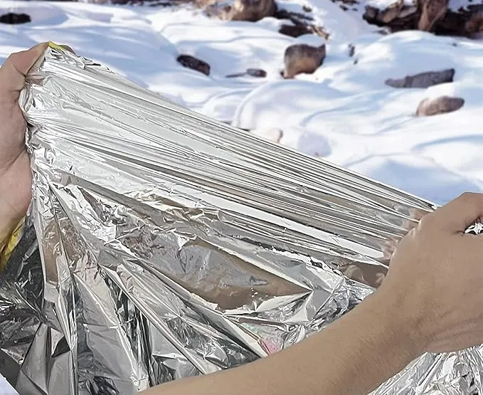 GALAXYLENSE Emergency Mylar Thermal Blanket for Survival First Aid Kits Army Outdoors Hiking Camping Bug Out Trauma Desert All Weather Condition Protection (40 Packs Gold)