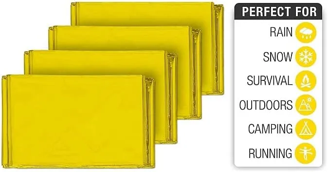 GALAXYLENSE Emergency Mylar Thermal Blanket for Survival First Aid Kits Army Outdoors Hiking Camping Bug Out Trauma Desert All Weather Condition Protection (_One Side Silver/One Side Gold)