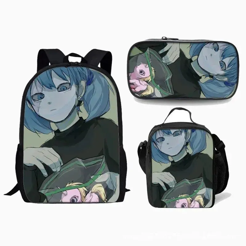 Game Sally Face Schoolbag Backpack Lunch Bag Pencil Case Set Gift for Kids Students