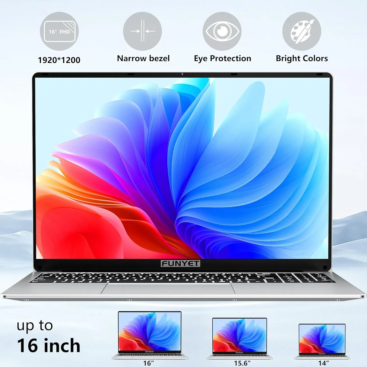Gaming Laptop, 2025 Windows Laptops Computer, 16 Inch Windows 11 Pro Lap Top, 16GB RAM 512GB SSD, N150 Processor(up to 3.6GHz), Backlit Keyboard