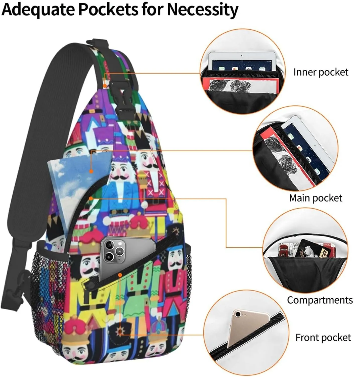 Gay Rainbow Lips Pride Sling Bag Casual Chest Bags Adjustable Crossbody Bag Shoulder Backpack For Travel Hiking
