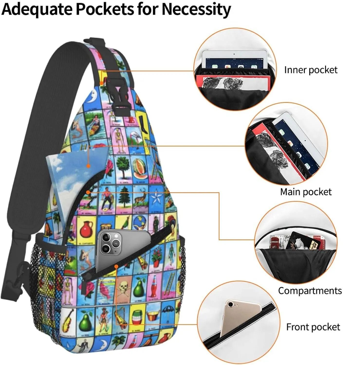 Gay Rainbow Lips Pride Sling Bag Casual Chest Bags Adjustable Crossbody Bag Shoulder Backpack For Travel Hiking