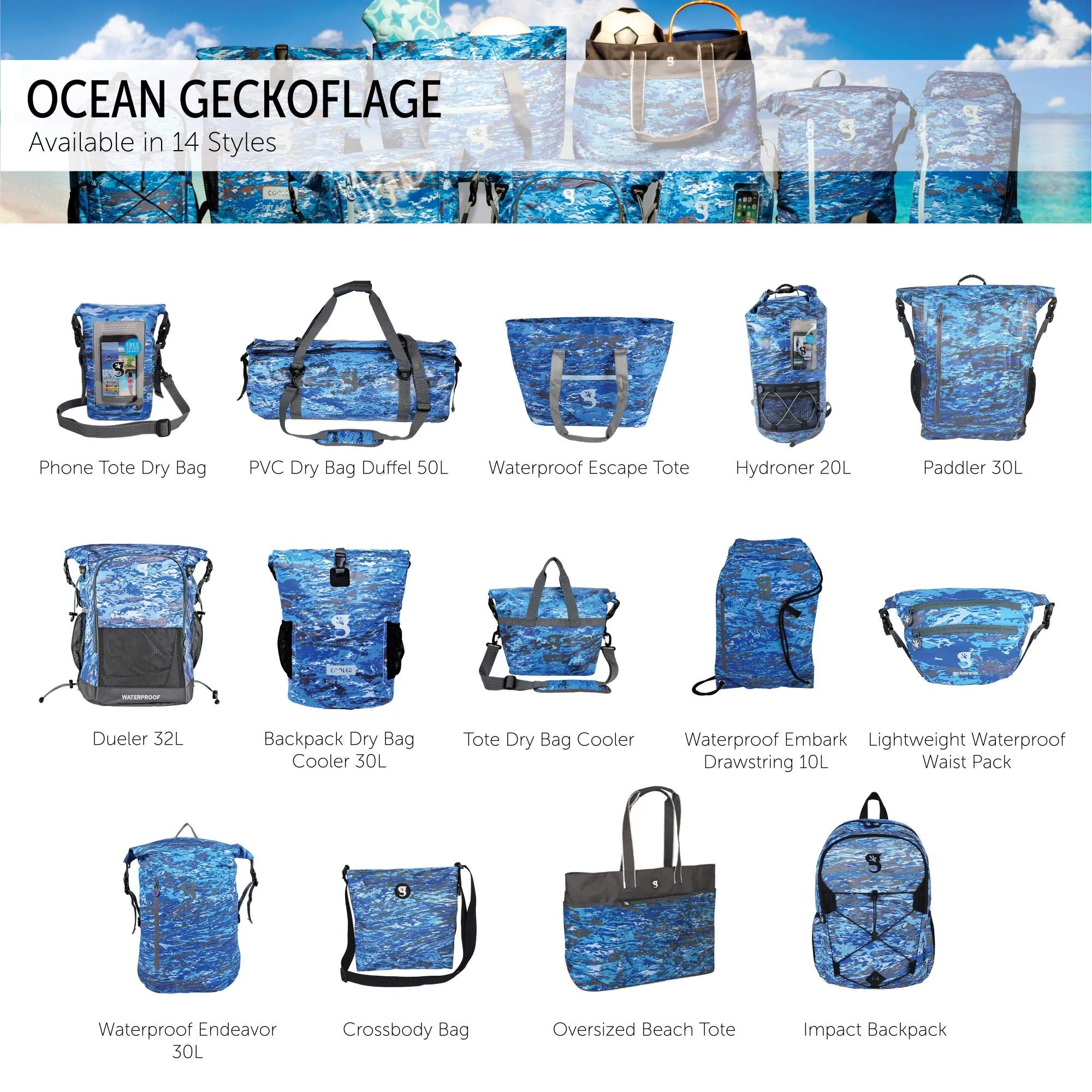 Geckobrands Embark Waterproof Drawstring Backpack
