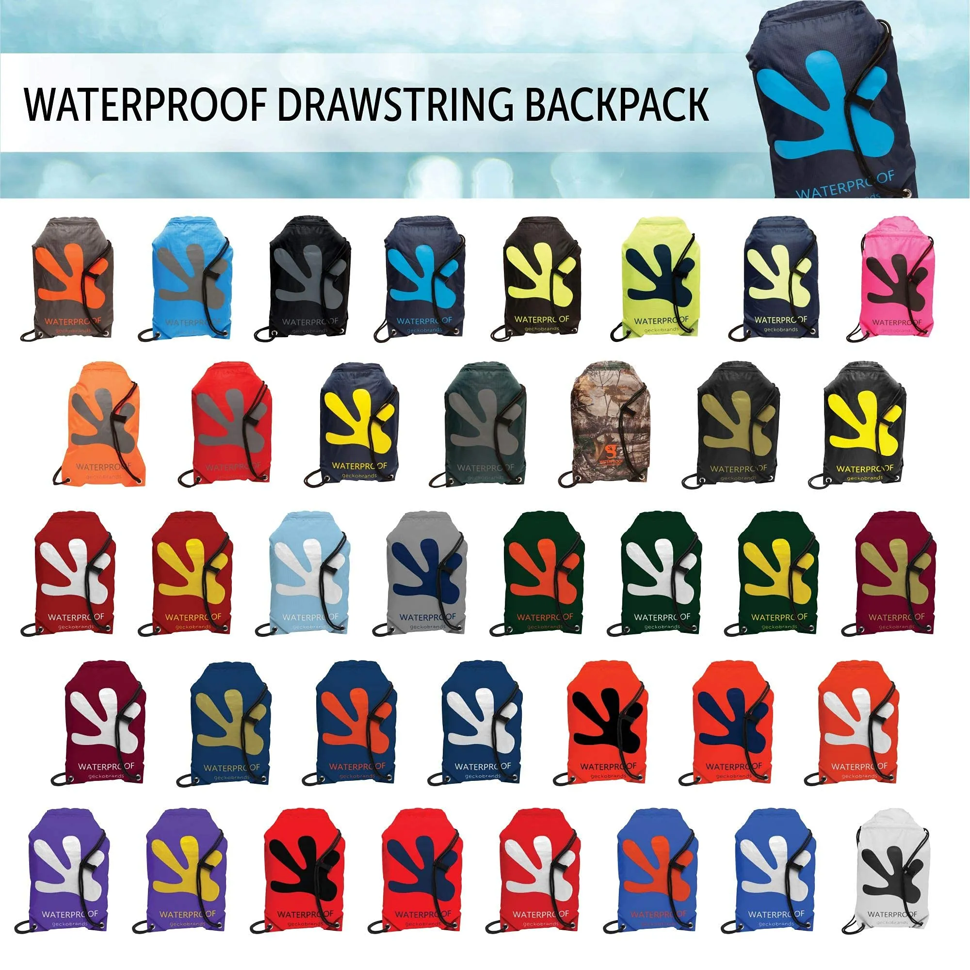Geckobrands Embark Waterproof Drawstring Backpack