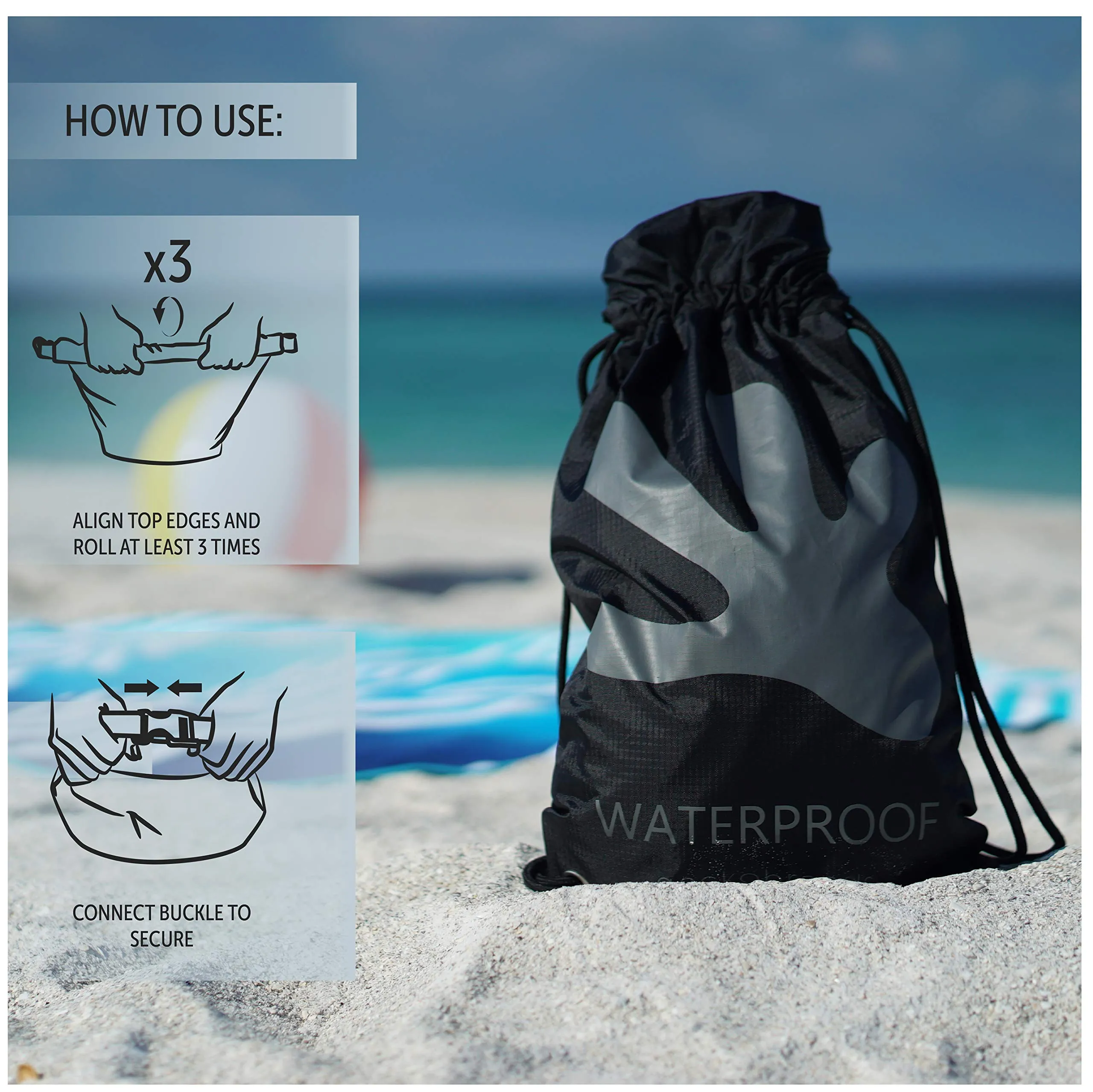 Geckobrands Embark Waterproof Drawstring Backpack