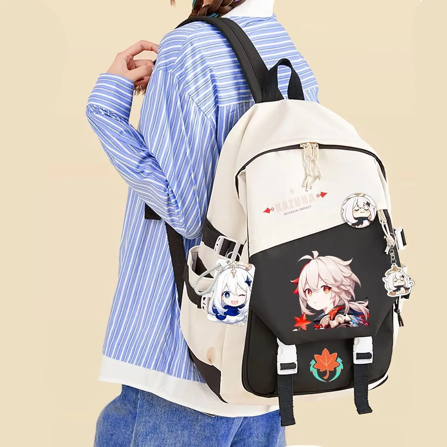 Genshin Impact Backpack Albedo Backpack Printed Laptop Bookbag 17" Large Capacity Travel BackPack With Gift