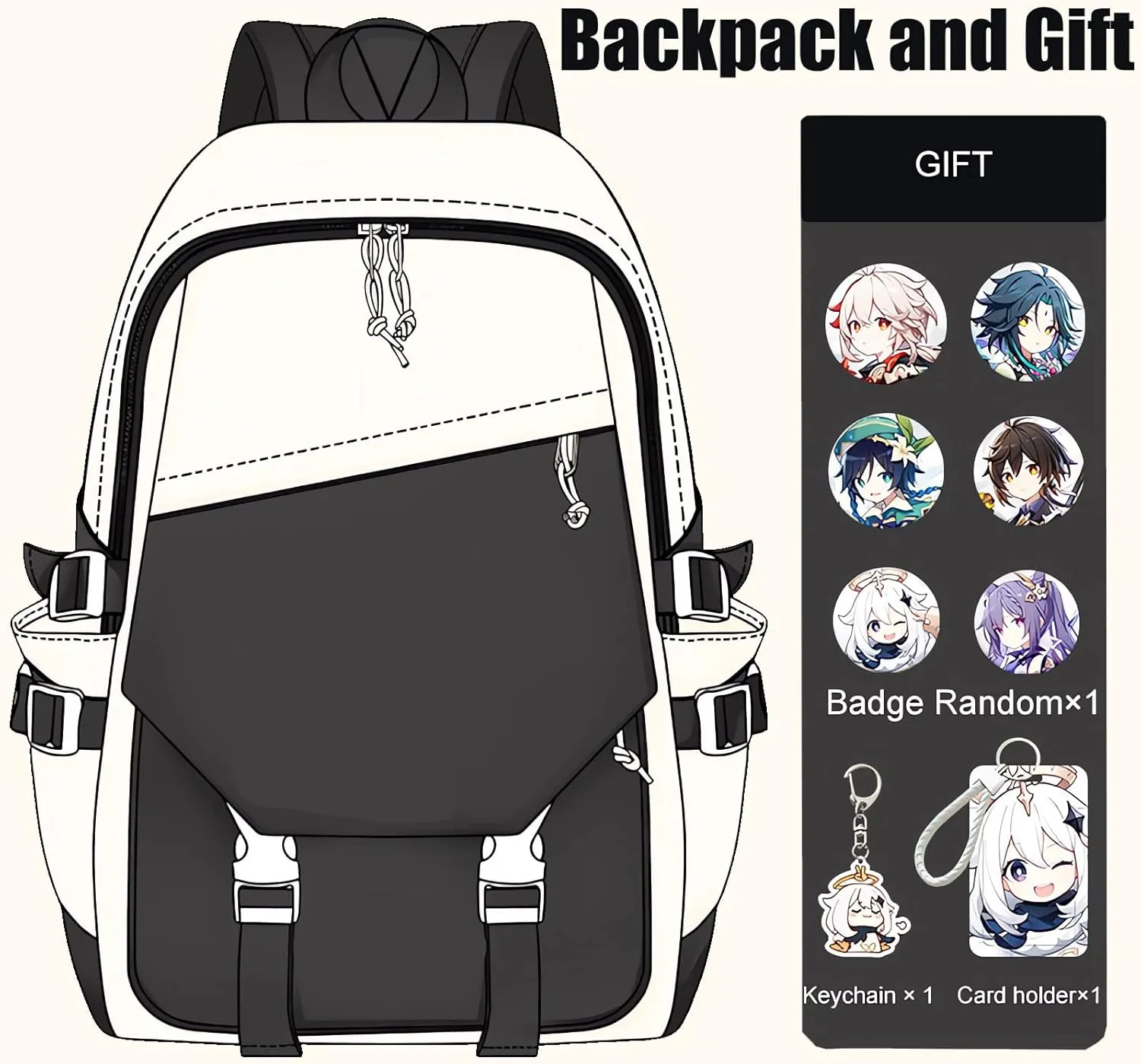 Genshin Impact Backpack Albedo Backpack Printed Laptop Bookbag 17" Large Capacity Travel BackPack With Gift