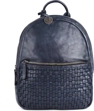 Genuine Leather Backpack for Men, Casual Backpack for Women Office Bag with Adjustable Shoulder Strap (VL-054-NAVY)