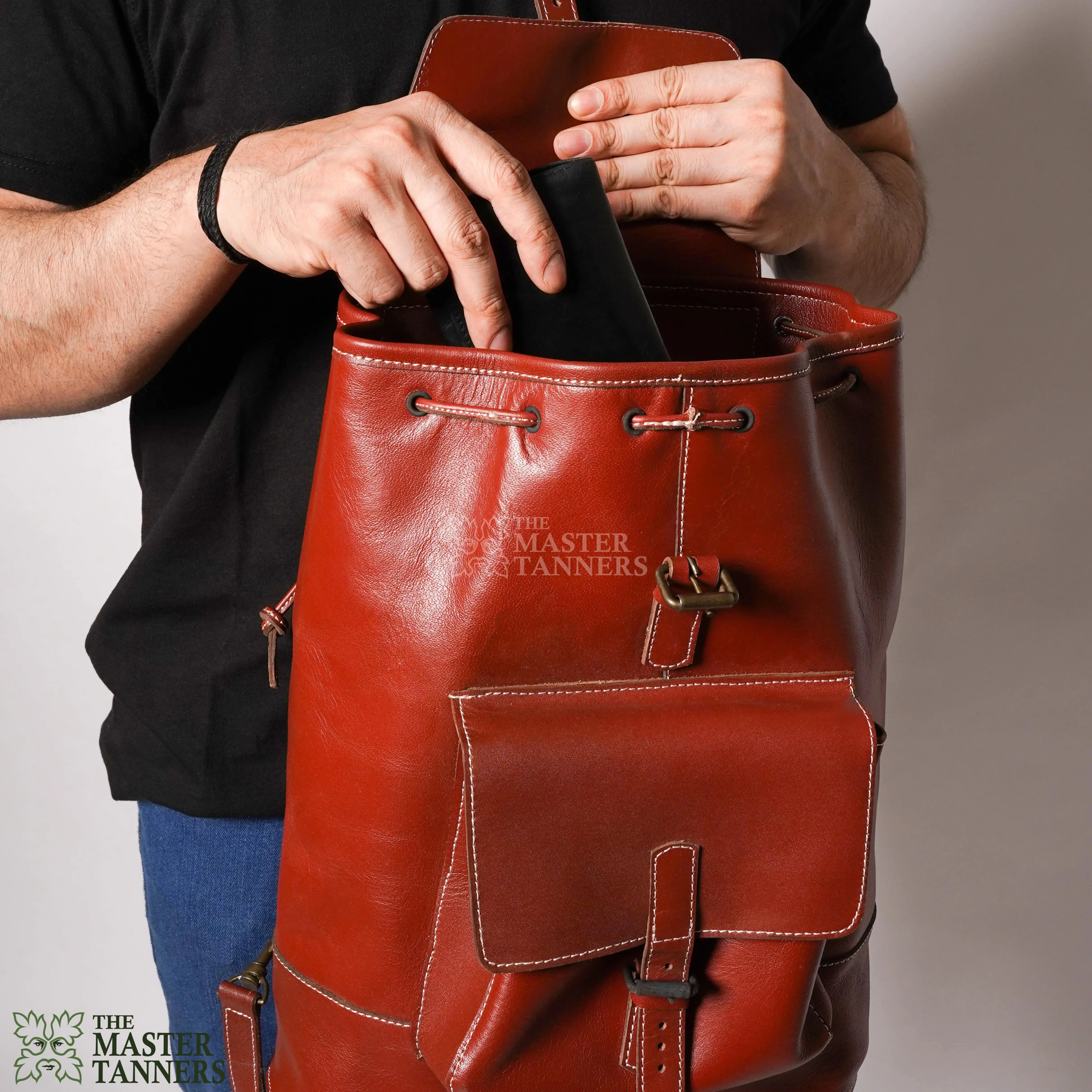 Genuine Mens Leather Backpack