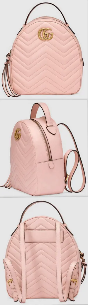 GG Marmont Quilted Leather Backpack, Pink