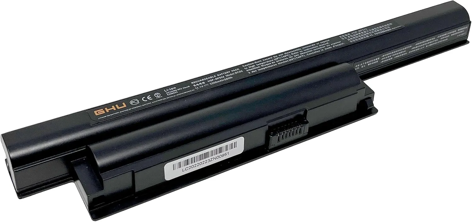 GHU New Battery 58 WH Replacement for VGP-BPS22 BPS22 VGP-BPS22A VGP-BPL22 VGP-BPS22/A Compatible for Selected Sony VAIO Notebook Battery 6-Cell 5200mAh 58Wh