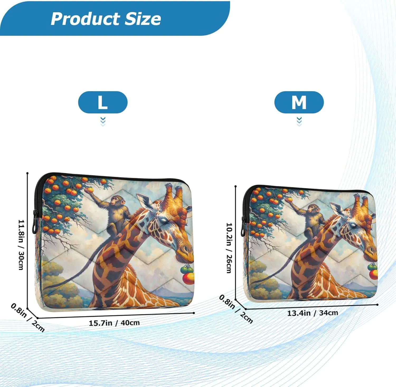 Giraffe Tree Blue Bag for Laptop, Laptop Sleeve 15.6 Inch Laptop Bags for Women, Womens Laptop Bag