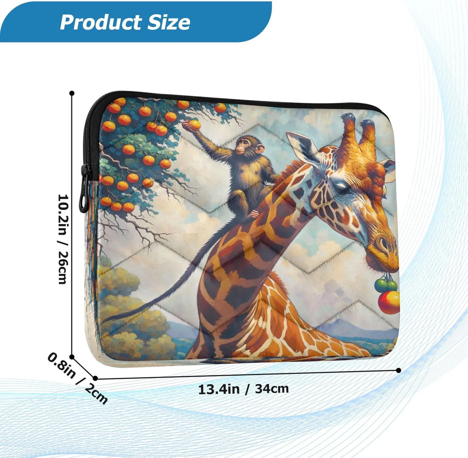 Giraffe Tree Blue Bag for Laptop, Laptop Sleeve 15.6 Inch Laptop Bags for Women, Womens Laptop Bag