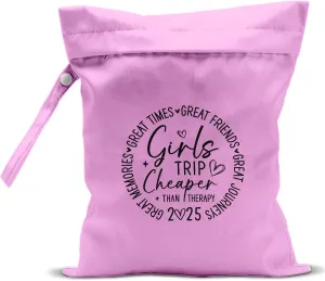 Girls Trip Gifts Wet Dry Bag, Beach Bag Wet Bag Favors, for Swimsuit Toiletry Travel Essentials For Women Aloha Bags, Beach Travel Gym Laundry bags for Dirty Diaper Swimsuit Gifts (Pink)