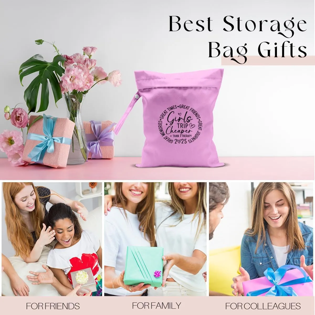 Girls Trip Gifts Wet Dry Bag, Beach Bag Wet Bag Favors, for Swimsuit Toiletry Travel Essentials For Women Aloha Bags, Beach Travel Gym Laundry bags for Dirty Diaper Swimsuit Gifts (Pink)