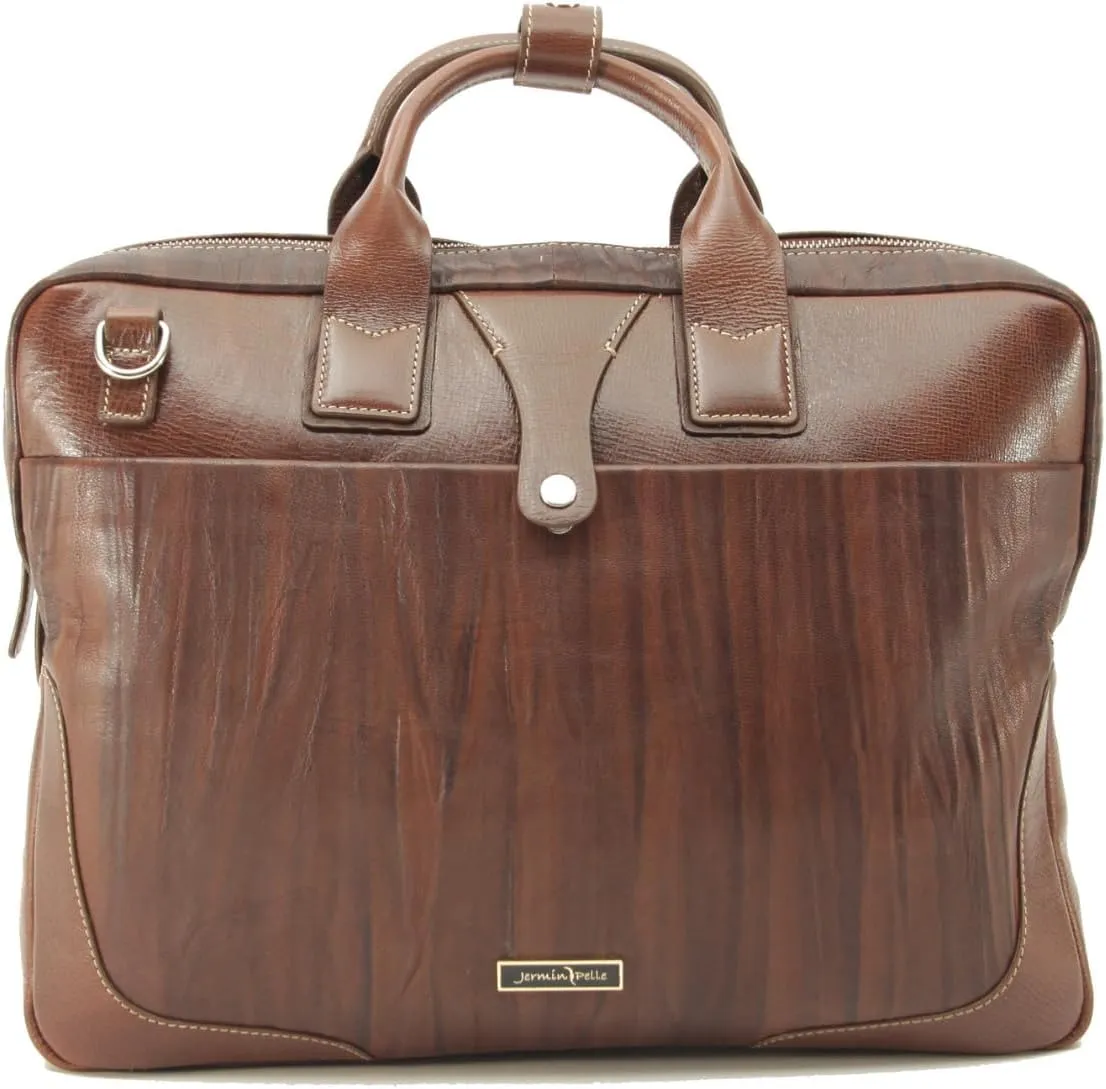 Glossy Design Laptop Bag Crumple Leather Laptop Bag For Men Professional Business Office Work Bag Waterproof Lightweight Laptop Bag - Tan