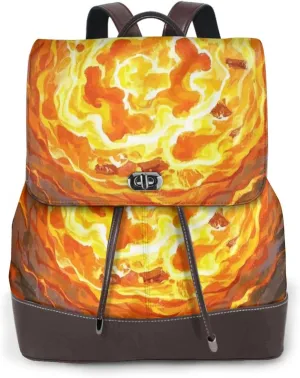 Glowing Embers Print Cute Purse Backpack for Women, Soft PU Leather Casual Backpacks for Travel, Work, Shopping
