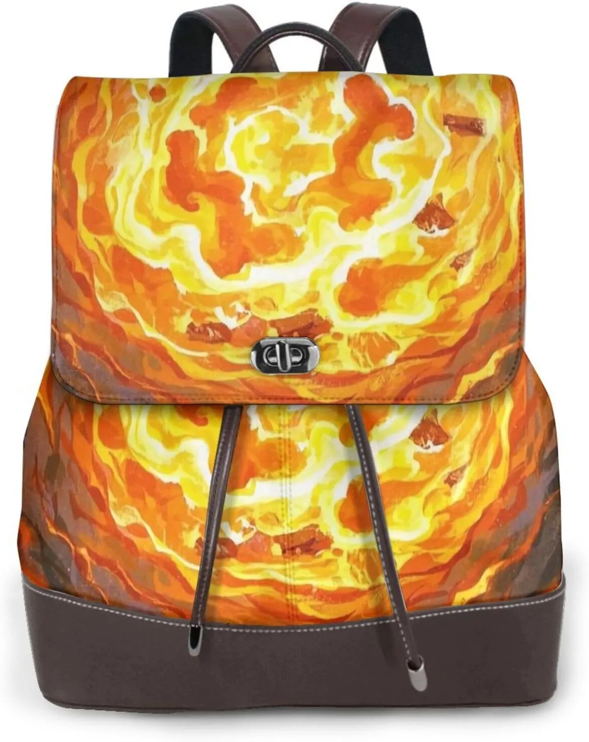 Glowing Embers Print Cute Purse Backpack for Women, Soft PU Leather Casual Backpacks for Travel, Work, Shopping