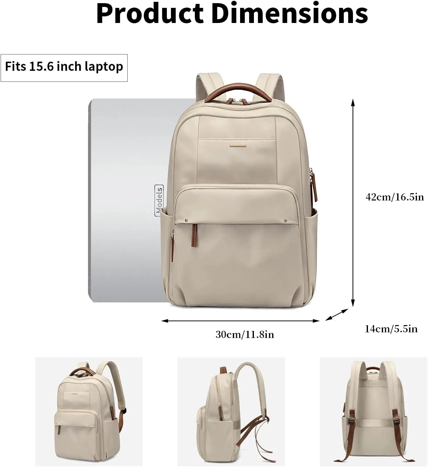 GOLF SUPAGS Laptop Backpack for Women Computer Bag Casual Daypack Fits 15.6 Inch Notebook Work Travel Backpacks (Apricot)