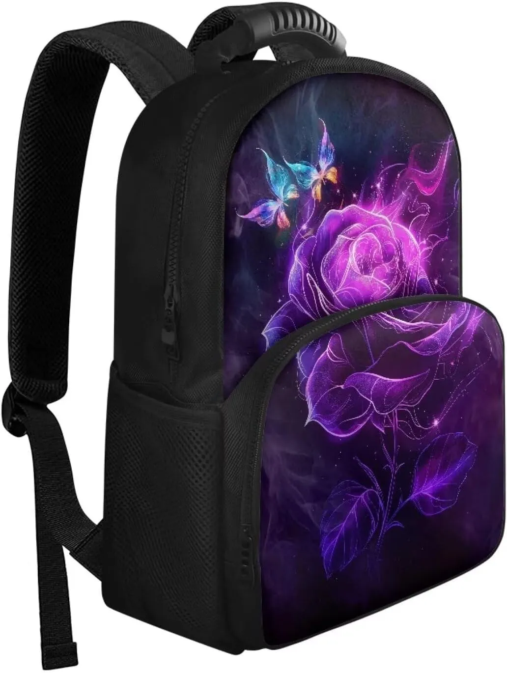 Gomyblomy 3D Rose Print Backpack for Women Work Camping Hiking Picnic Beach Cooler Backpack Insulated Lunchbox Coolers Backpack Butterfly Pattern Laptop Daypack for College