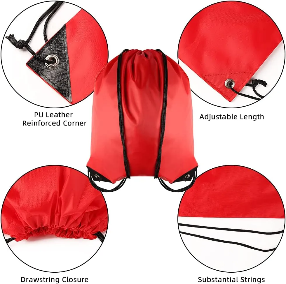 GoodtoU Drawstring Bags Bulk, 100 Pcs Cinch Bag Gym Sackpack Drawstring Backpack for Women & Men, Red