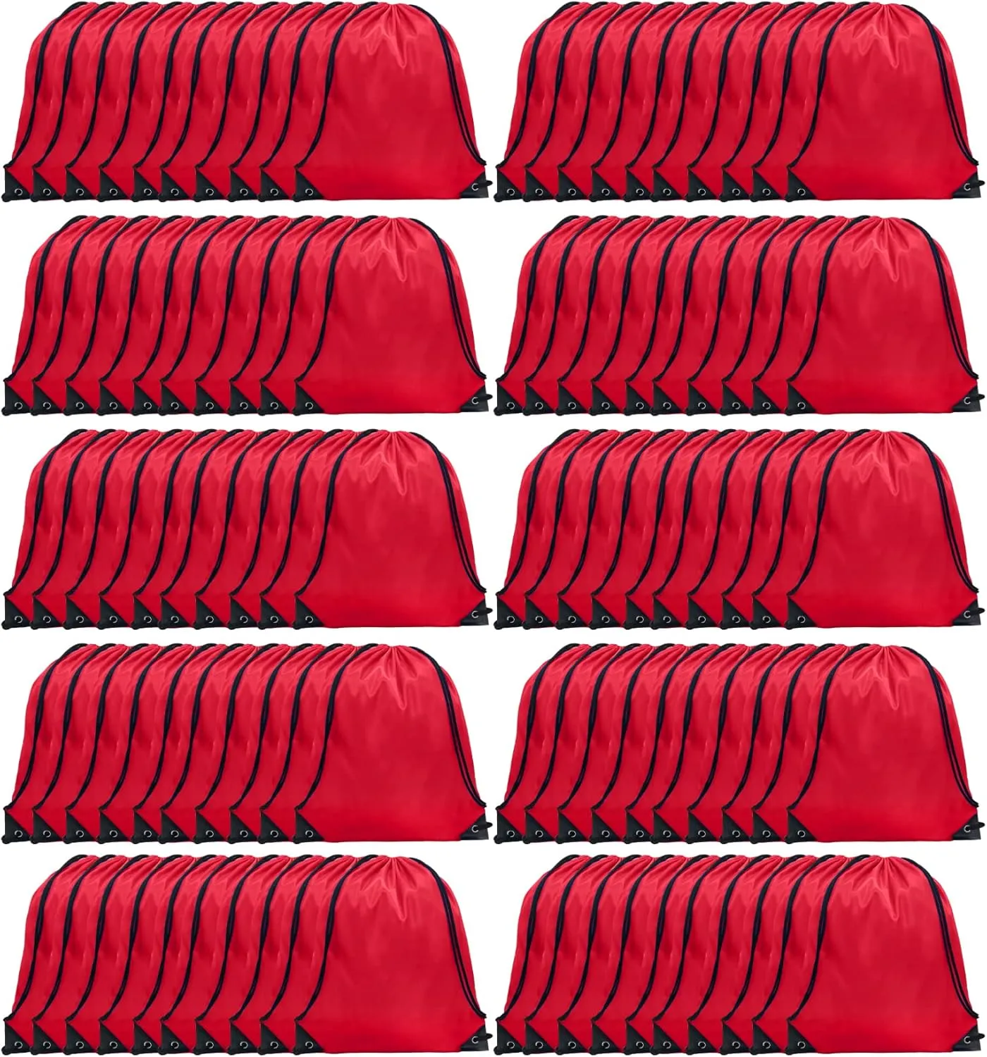 GoodtoU Drawstring Bags Bulk, 100 Pcs Cinch Bag Gym Sackpack Drawstring Backpack for Women & Men, Red
