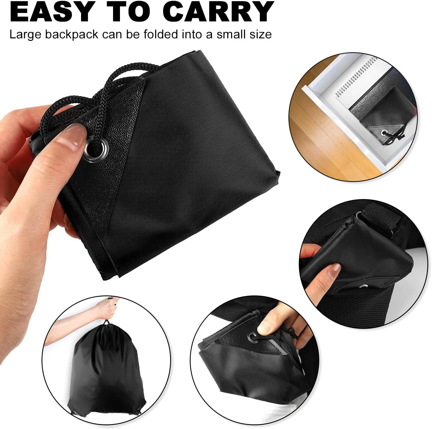 GoodtoU Nylon Backpacks - Drawstring Bags Bulk - Gym, Sport, Travel (Black, 20Pcs)